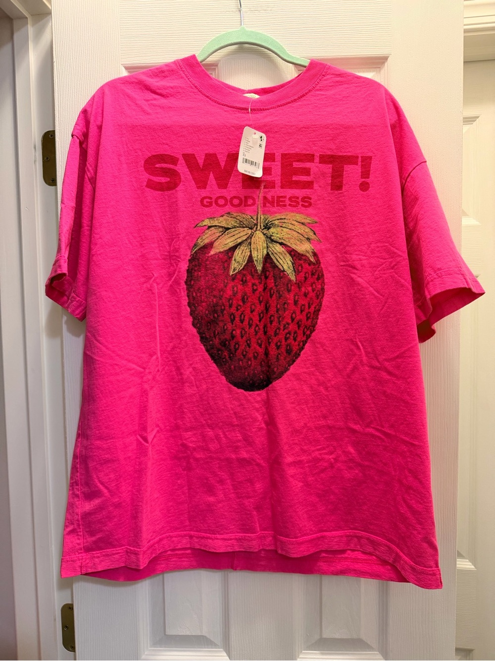 Free People Hot Pink Strawberry Graphic Tee